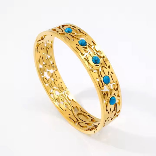 Italian Style Turquoise 18ct Gold Plated Bracelet - MAJO LONDON  MAJO LONDON 