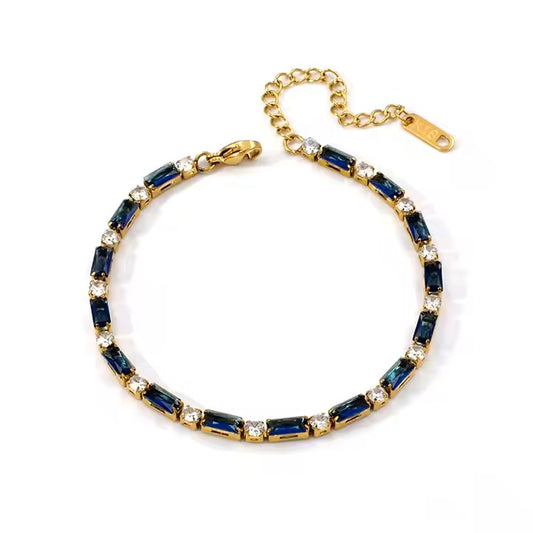 Luxury Tennis Bracelet Blue 18ct Gold Plated - MAJO LONDON  MAJO LONDON 