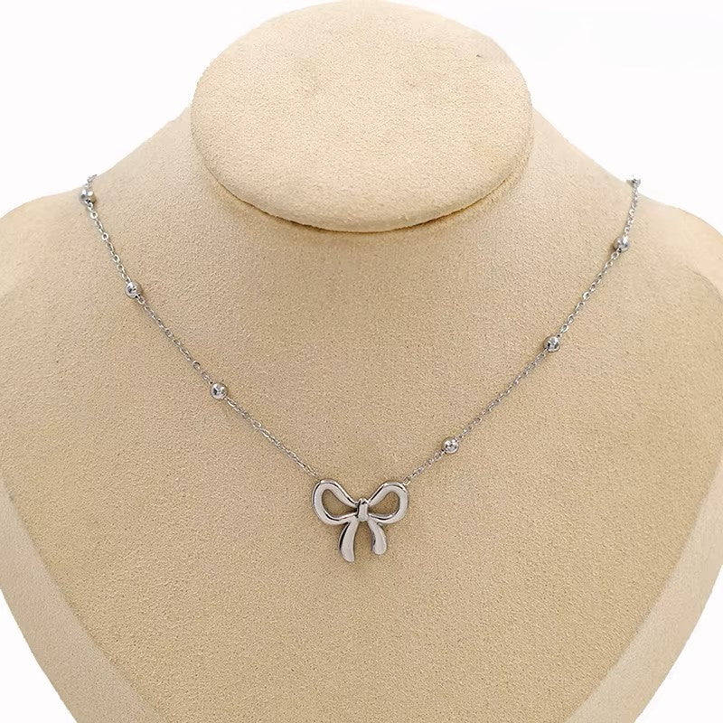 Bowknot Chain Necklace 18ct Gold Plated - MAJO LONDON 