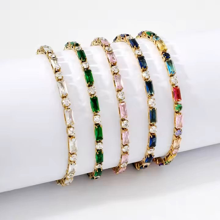 Luxury Tennis Bracelet Mix Colour 18ct Gold Plated - MAJO LONDON 