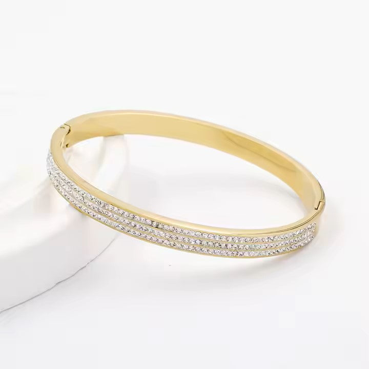 White Z Bangle Bracelet 18ct Gold Plated - MAJO LONDON 