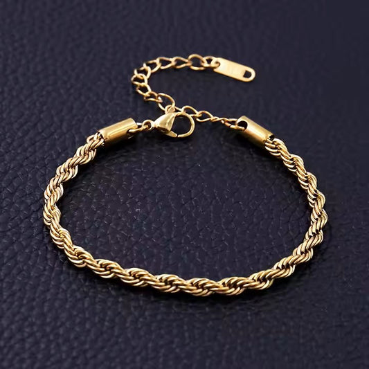 Twisted Rope Chain Bracelet 18ct Gold Plated - MAJO LONDON  MAJO LONDON 