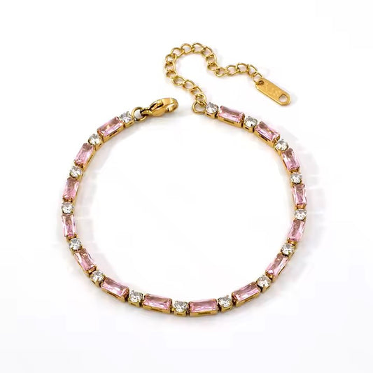 Luxury Tennis Bracelet Pink 18ct Gold Plated - MAJO LONDON  MAJO LONDON 