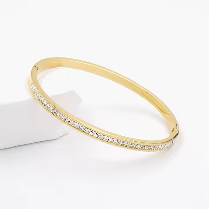 White Z Bangle Bracelet 18ct Gold Plated - MAJO LONDON 