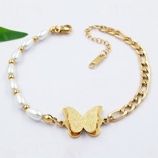 Butterfly Pearl Bracelet 18ct Gold Plated - MAJO LONDON  MAJO LONDON 