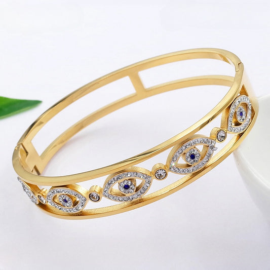 Evil Eye Bangle Bracelet 18ct Gold Plated - MAJO LONDON  MAJO LONDON 