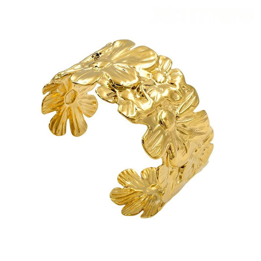 Flower Bangle Bracelet 18ct Gold Plated - MAJO LONDON  MAJO LONDON 