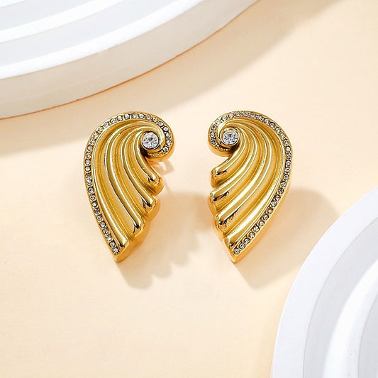 Angel Wings Stud Earrings 18ct Gold Plated - MAJO LONDON  MAJO LONDON 